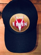ELGIN BICYCLE CAP BLACK & GOLD WITH HIGH QUALITY SEARS ROEBUCK ELGIN LOGO  HAT