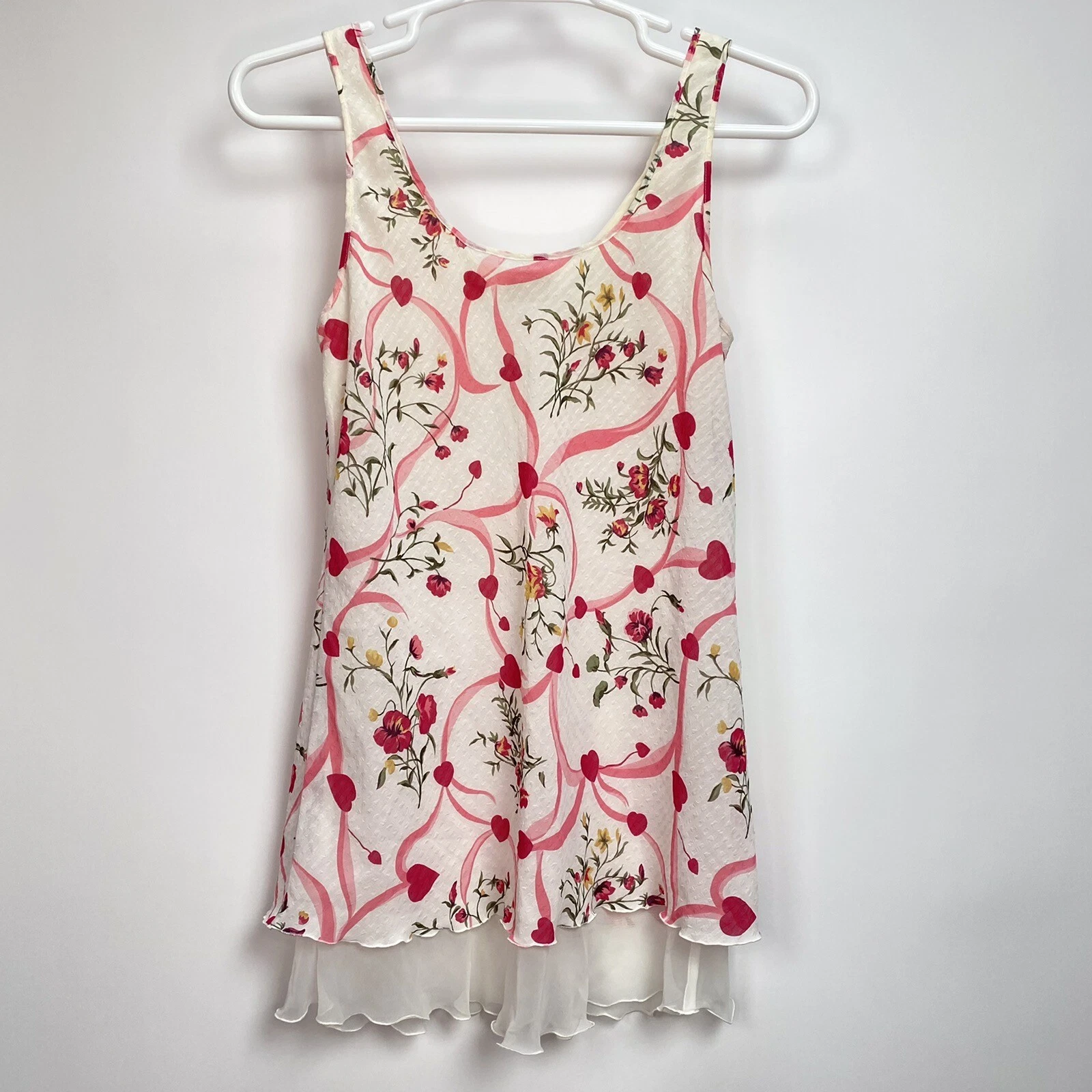 UNDERCOVER Victoria’s Secret Floral Hearts Medium Mini Abito Slip Strati Kawaii Delicato