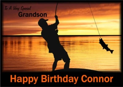 Mens personalised birthday card fishing Boys Son Husband Dad Brother Friend