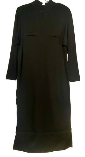 St. John for I. Magnin Women's 12 Black Zipper Sweater Dress Midi Length w/flaw - Picture 18 of 19