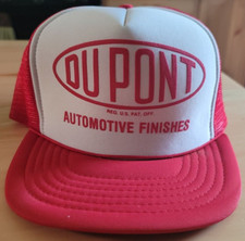 VINTAGE Du Pont Automotive Finishes Red And White Snapback Hat