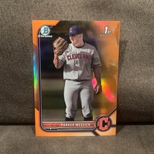 Parker Messick 2022 Bowman Draft Chrome #BDC21 Orange #/25 Guardians