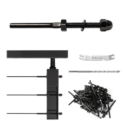 60 Pack 1/8'' Black Cable Railing Hardware Kit Hand Swage Threaded Stud Tensioner
