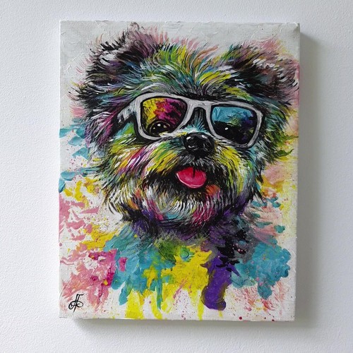 Animal Puppy Oil Painting on Canvas Signed Wall Art Decor Gift Ukrainian Artist - Picture 6 of 24