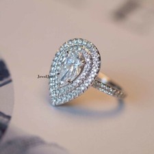 Lab-Created 2.70 Ct Pear Cut White Diamond Engagement Ring 925 Sterling Silver
