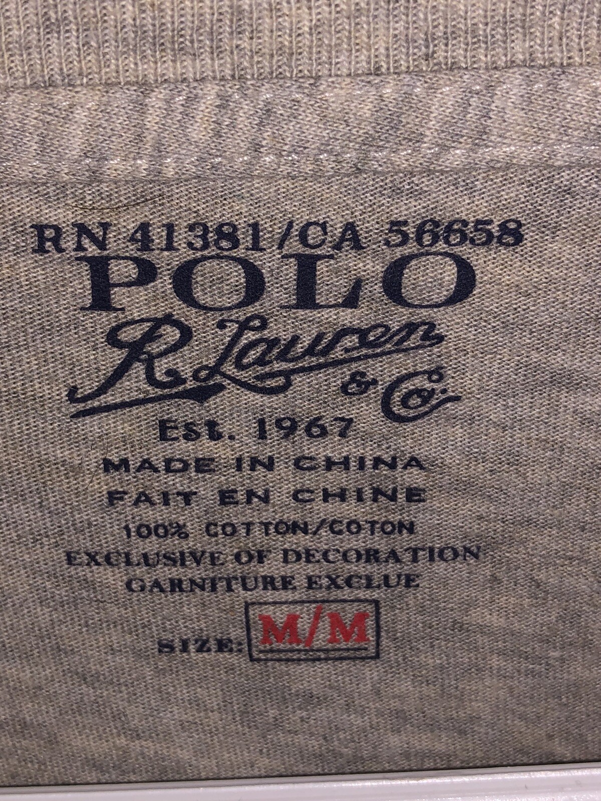 PONY POLO RALPH LAUREN T SHIRT MANICA LUNGA TAGLIA MEDIA COLORE GRIGIO RN41381 COTONE