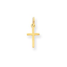 14K Yellow Gold Small Plain Latin Cross Charm Pendant 0.75 Inch