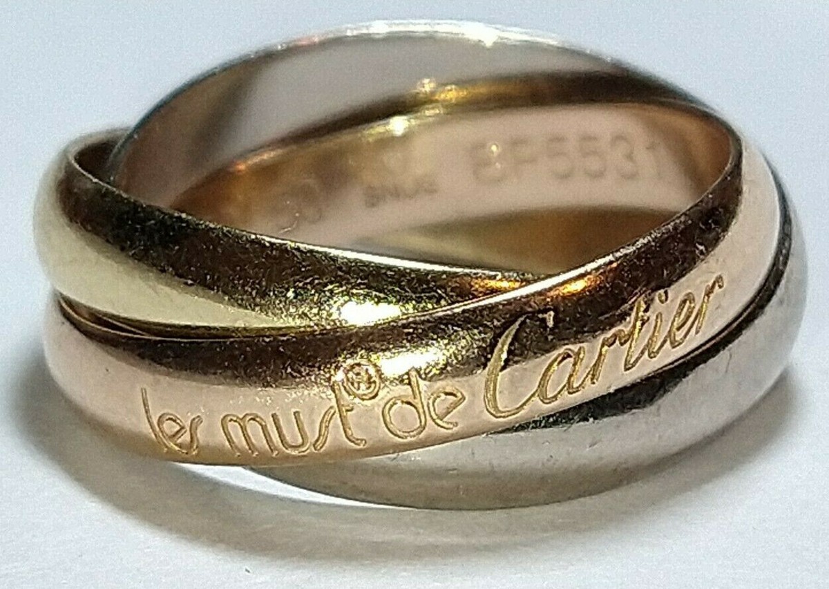 Solid 18k gold must de cartier trinity ring 7.06 grams - sz 5.25