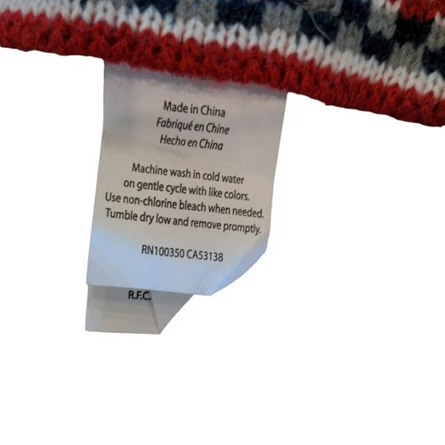 Winter Tapestry Woven Throw Blanket Moose Snowflake Red White Blue 62" x 56"