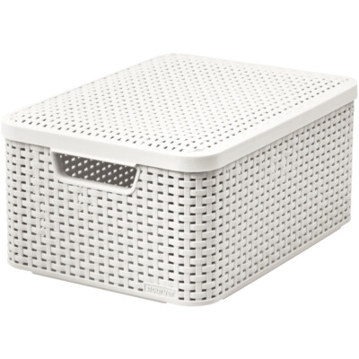 Curver Aufbewahrungsbox Deckel Ordnungsbox Kiste NATURAL STYLE CREME Rattan M