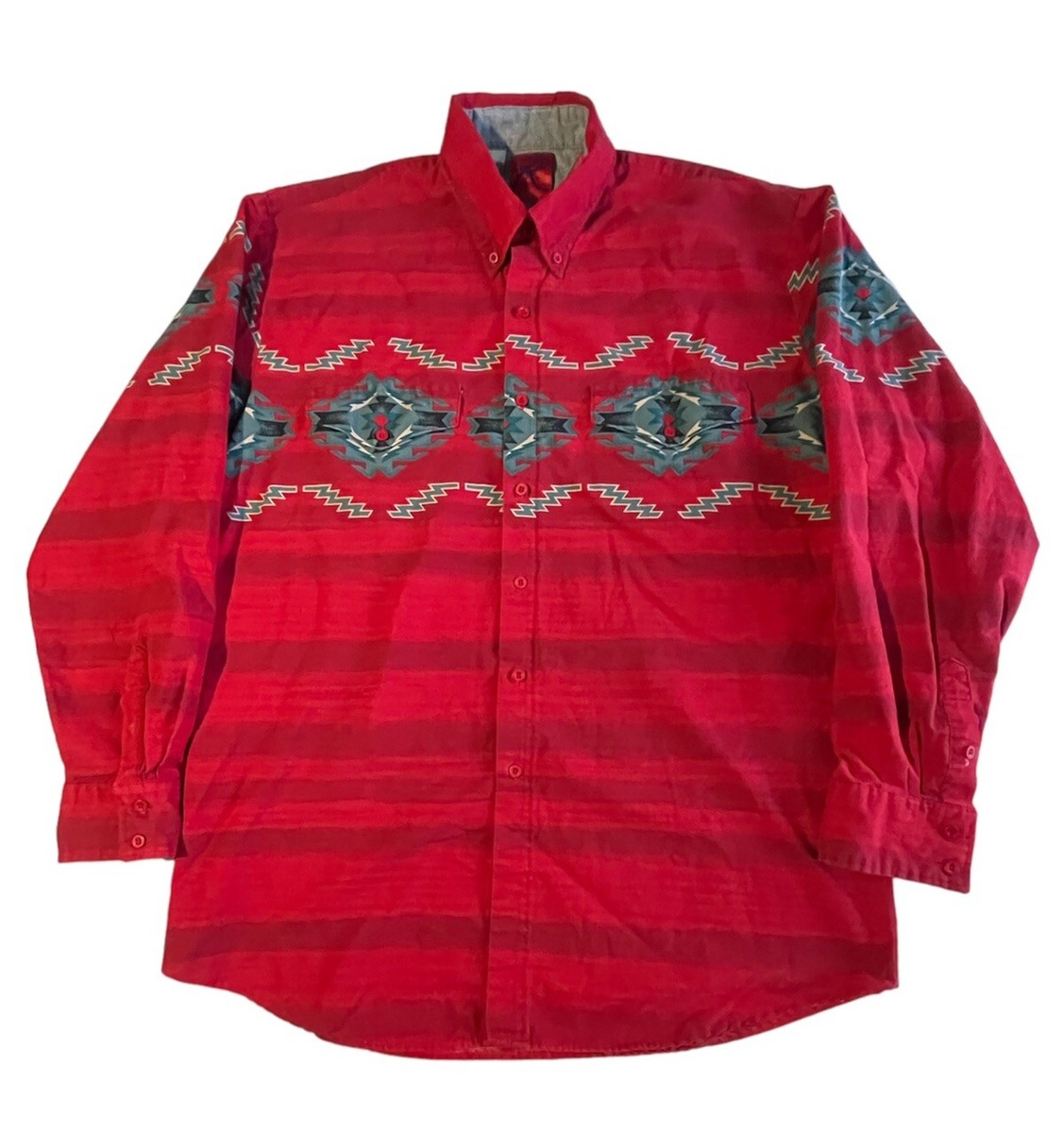 Vintage Roper Cowboy Western Button Up Shirt Men's XL Aztec Navajo
