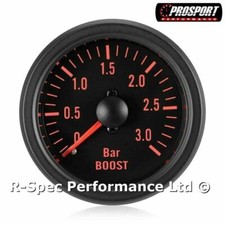 Kit Manometro 52mm Rosso Tradizionale 3 Bar Turbo Diesel Nero Face Boost 