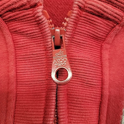 AKOO MENS RED FOX RUN ALONE ZIPPERED HOODIE XL VINTAGE Very Clean - Picture 6 of 11