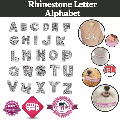 A-Z Slide Letters DIY Bracelet Bling Charms Rhinestone Name Personalised Collars - Picture 3 of 7