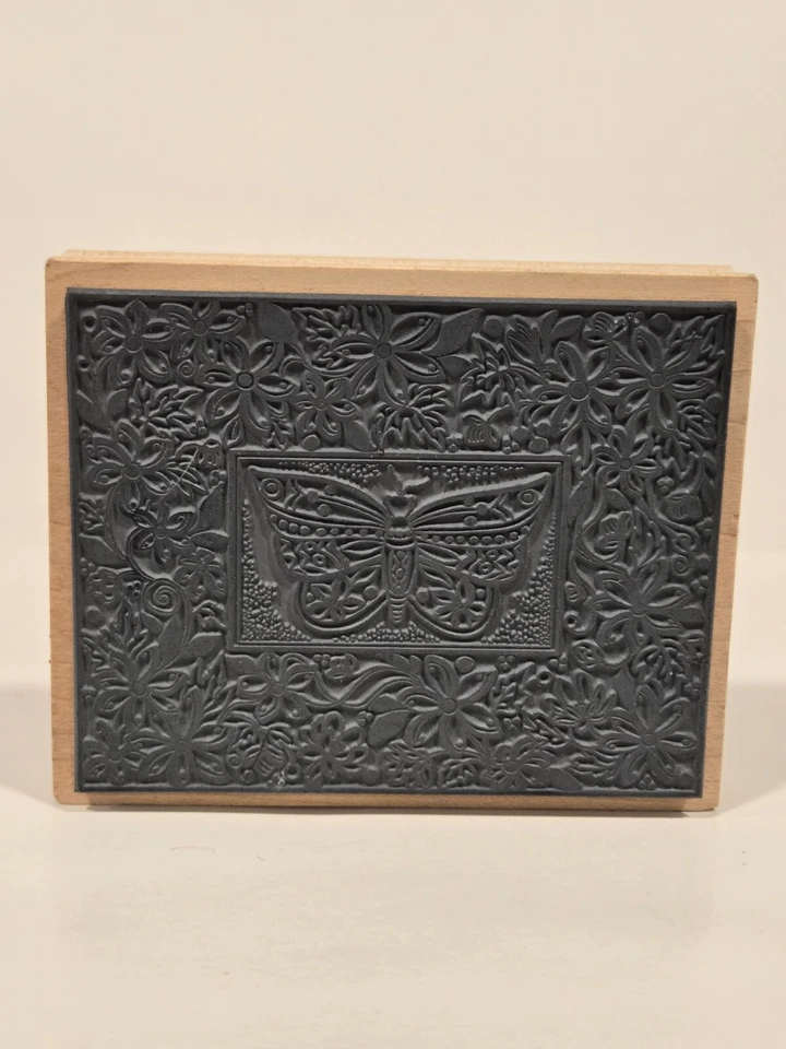 Sello de goma magenta de 1990, 26041-R, mariposa, flores, floral, insecto Foto 2 de 3