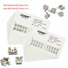AZDENT Dental Orthodontic Brackets Mini MBT/ Roth Slot 022 345 Hooks Mesh Base