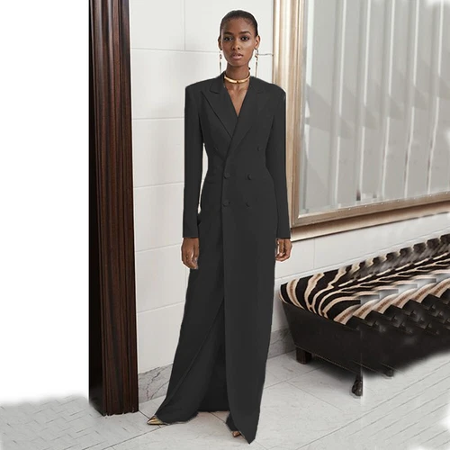 Womens Long Suit 2 Pieces Evening Party Slim Fit Long Jacket Wedding Outfit - Bild 4 von 13