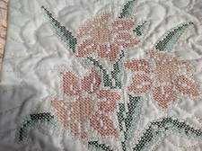 Throw Pillow 22” Cover (only) Embroidery French Knots-Cross Stitch Decorative 