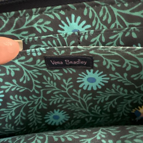 Vera Bradley Navy Floral Quilted Turnlock Wallet - Picture 5 of 5