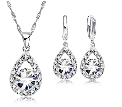 Juego de Collares y Pendientes Colgantes de Cristal de Circonio Cúbico de Plata Esterlina 925 *Reino Unido* - Imagen 6 de 6