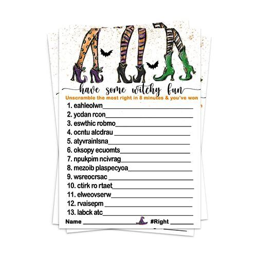 Witchy Fun Word Scramble Game Halloween Party Activity for Witch Showers, Fal...