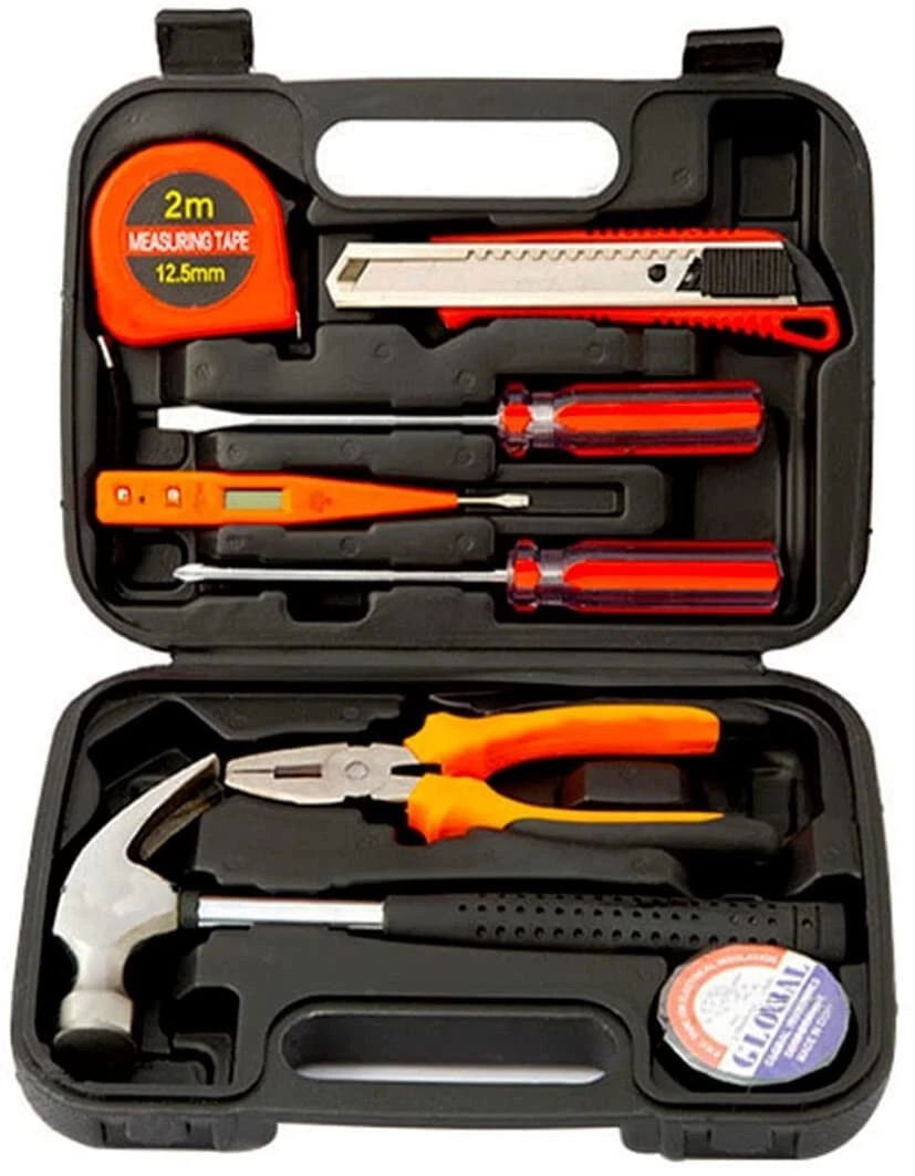9pcs Basic Tool Kit Home Tool Kit for Women Men Students Tool Box with Tools