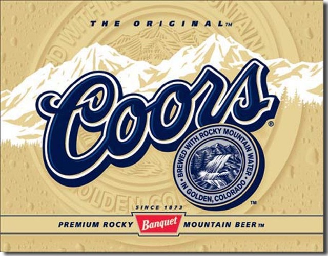 Original COORS Banquet Gold Label Rocky Mountain Beer Tin Metal Sign