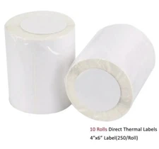 10 Rolls of 250 4x6 Direct Thermal Shipping Labels For Zebra Eltron ZP450 LP2844