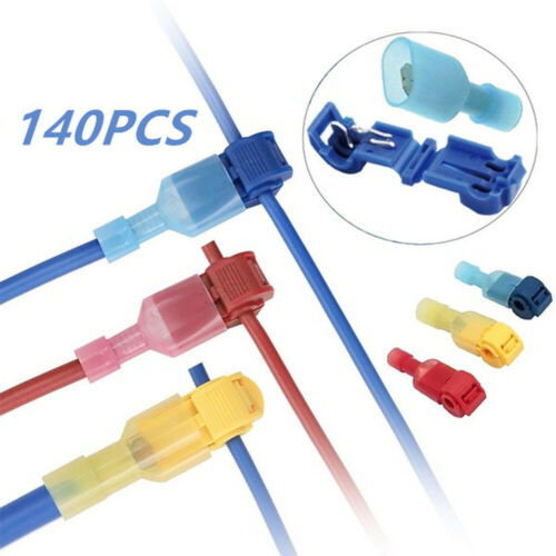 140Pcs T-Tap Terminali a Crimpare Filo Elettrico Giunzione Rapida Cavo Connettore Kit UK - Foto 2 di 11