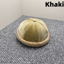 Femme Rétro Bord Fausse Fourrure Bonnet Roulé Bord Chapeau Hiver Chaud Cap