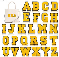 YOU PICK Chenille YELLOW Letter Alphabet 3in Embroidered Iron-on Patch