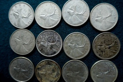 12 - Canada 25 Cent SILVER QUARTERS lot 1943 TO 1966 80% SILVER COINS