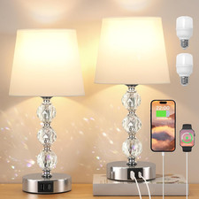 Crystal Touch Lamps Bedside Set of 2, Small Bedside Lamps with 3 Way Dimmable, B