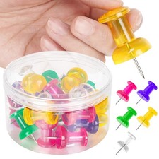 DANRONG 30 PCS Jumbo Push Pins for Bulletin Board, Large Thumb Clear Colorful