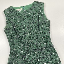 Vtg Oscar de la Renta Tweed Sequin Dress Size 6 Green Multi Silk Lined USA Made