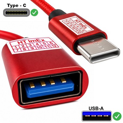 USB-C auf USB-A OTG-Adapter kabel nylon Rot 16cm für Microsoft Surface Go 3