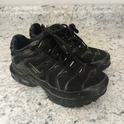 Nike Air Max Plus Running Kids Boys Triple Black Yellow CD0610-001 Size 12C