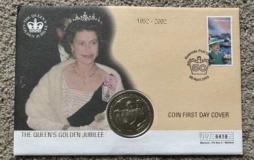 2002 British Virgin Islands $1 FDC QEII Golden Jubilee. 1 Guernsey Stamp 6418