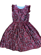 Cat  Jack Red Black Lace Foil Floral Dress Fancy Girls XL 14