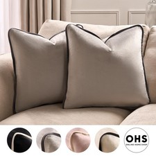 OHS Piped Edge Cushion Covers Matte Velvet Soft Luxury 2/4 Square Pillowcases