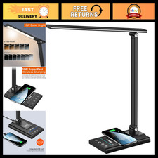 Multifunctional LED Desk Lamp with 10W Fast Wireless Charger  USB Port, 1800Lux
