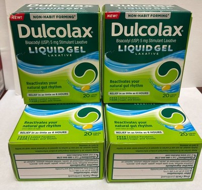 4 Pack Dulcolax Stimulant Laxative 20 Liquid Gels Exp 10/2026