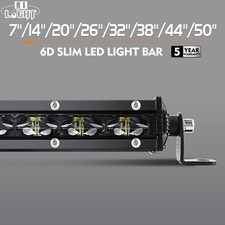 8" 14" 20" 26" 32" 38" 44" 50"in 6D Slim Led Light Bar Spot Flood Combo 4X4 UTE
