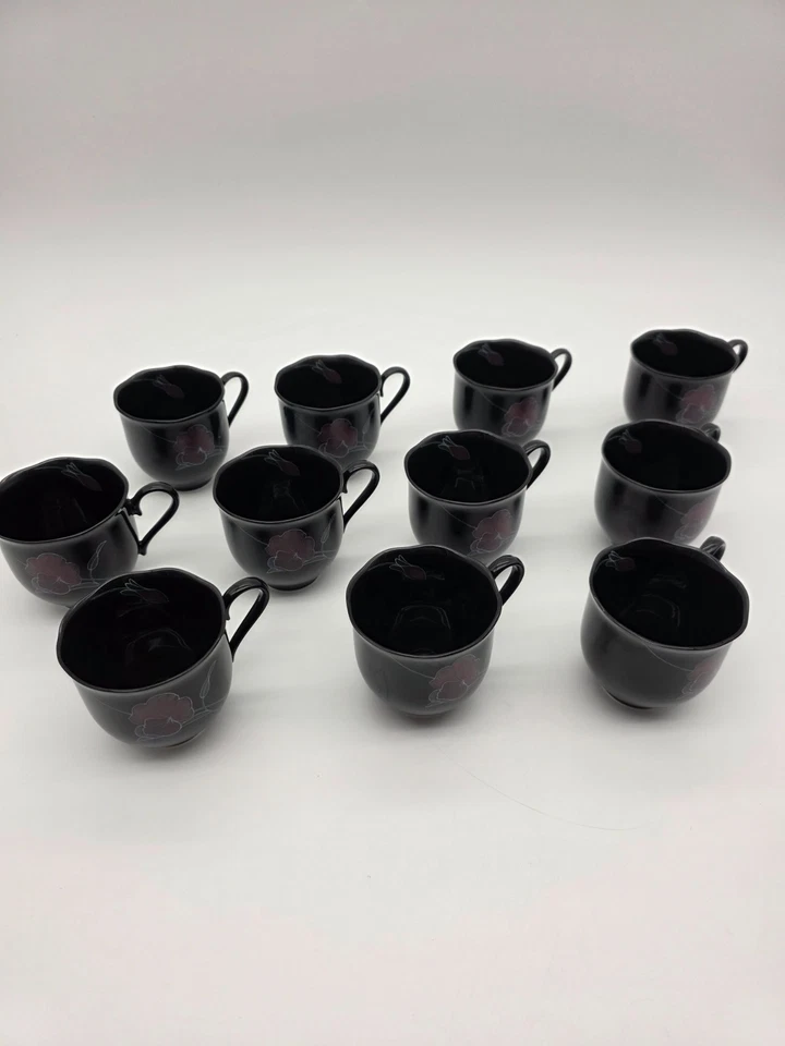Vintage Mikasa Rondo Tango EJ702 14 Pc Set 11 Cups Platter Sugar Creamer - Image 2 of 4