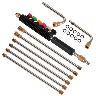 #ad 4000PSI Pressure Washer Extension Rod 97quot; 6 Tips Stainless Steel Curved Wand $27.97