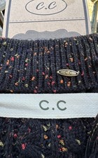 New C C Boot Cuffs Black With Multi Colored Flecks With Tassel And Metal CC Tag