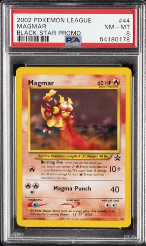 2002 POKEMON LEAGUE PROMO BLACK STAR #44 MAGMAR PSA 8