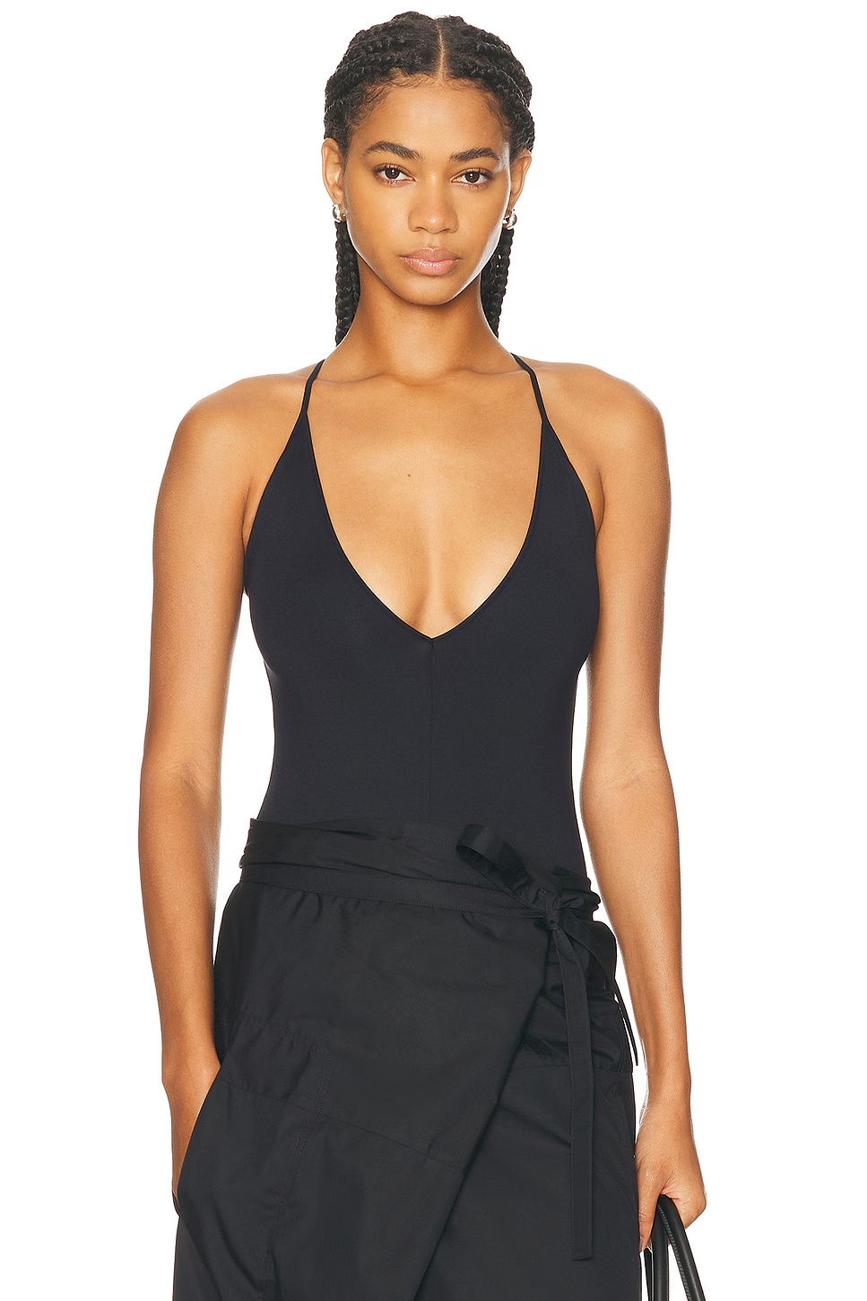 WARDROBE.NYC V-Neck Bodysuit in Black Sleeveless S NWT $275