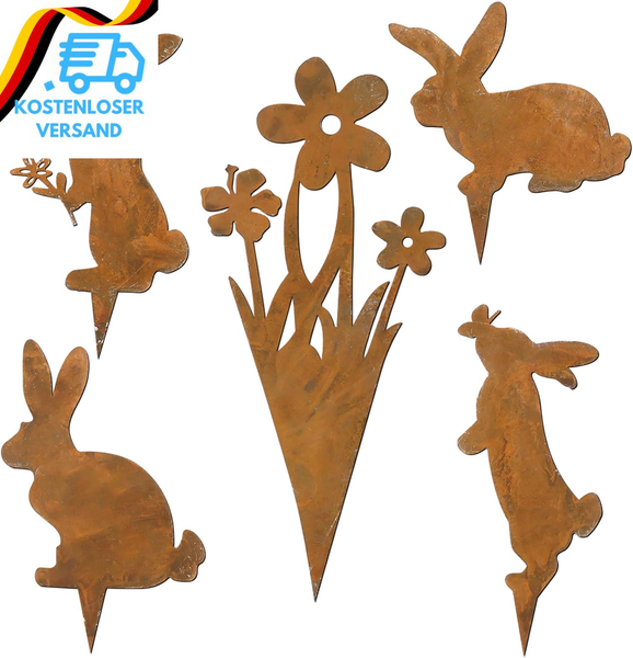 Huyue Gartenstecker Rost Ostern Hase Deko Osterhase FüR Gartendeko Osterdeko Ros-image