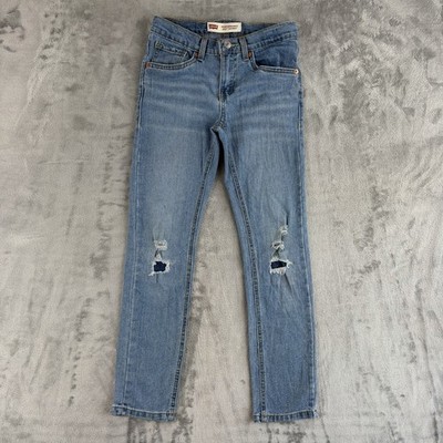 Levi s Jungen 510 Skinny Jeans W25 L26 Blau Performance Denim Ripped Knie